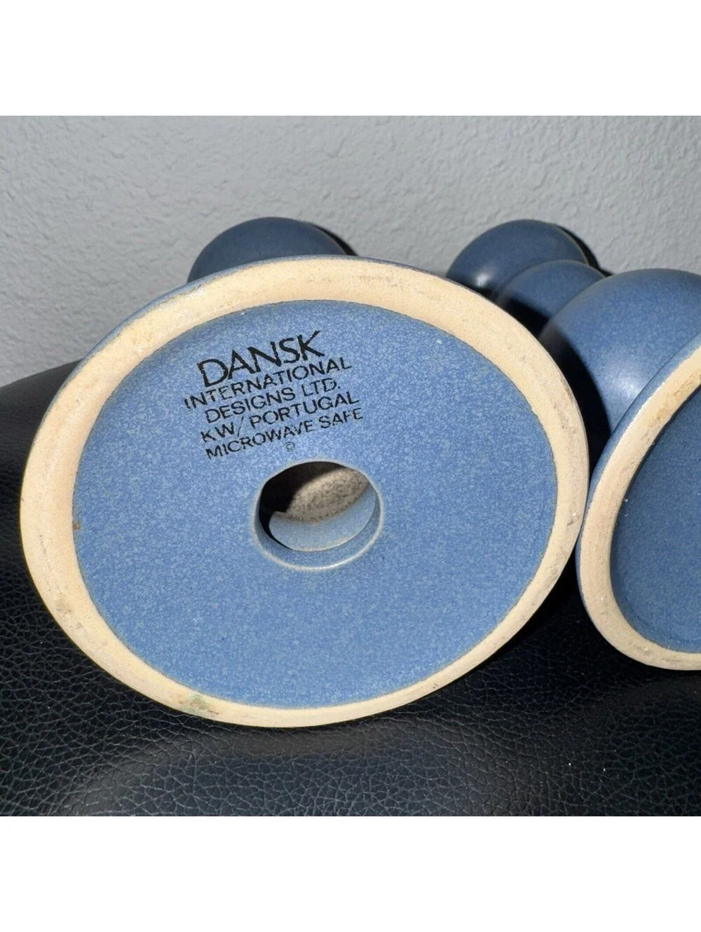 Dansk KW Portugal Blue Ceramic Candlestick Holders Pair Mid Century Modern 5.5”